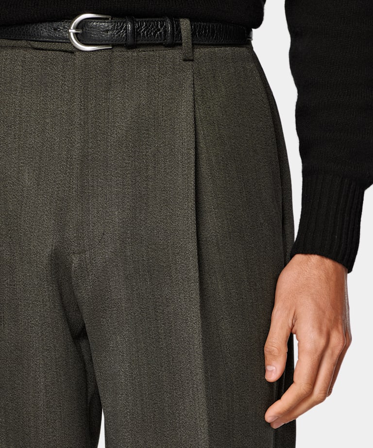 Green Wide Leg Straight Trousers