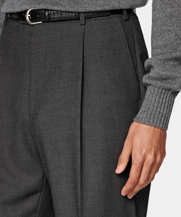Dark Grey Wide Leg Straight Trousers