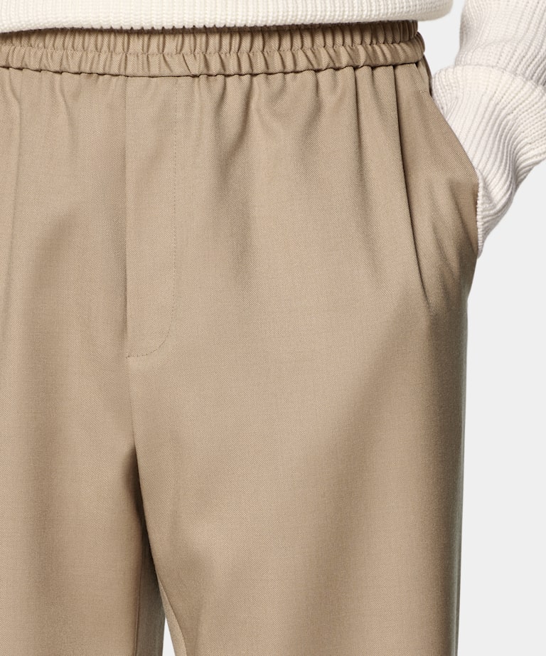 Sand Wide Leg Straight Trousers