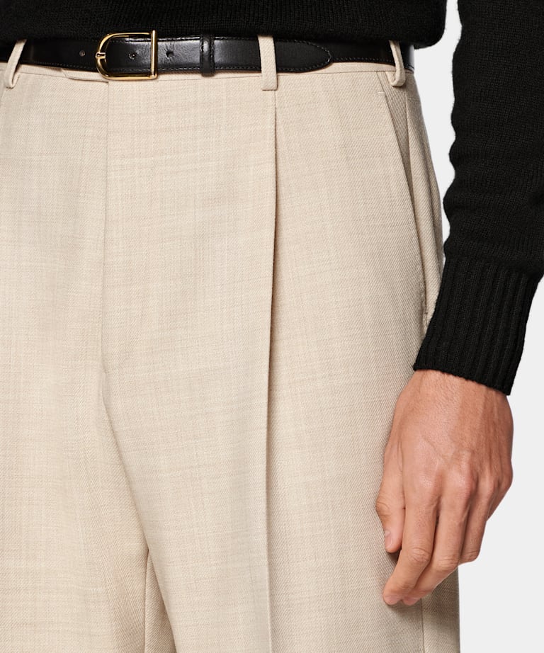 Light Brown Wide Leg Straight Trousers
