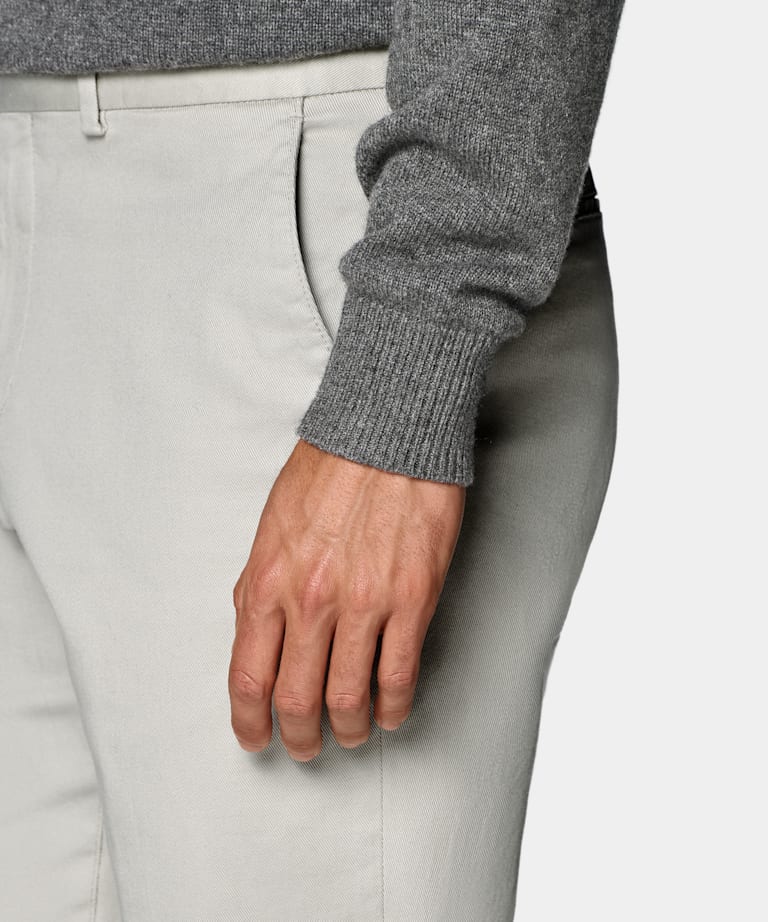 Lichtgrijze Chino Slim Leg