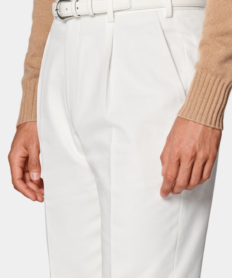 Off-White Wide Leg Tapered Trousers