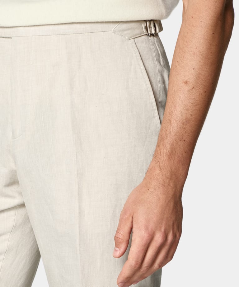 Sand Straight Leg Suit Trousers