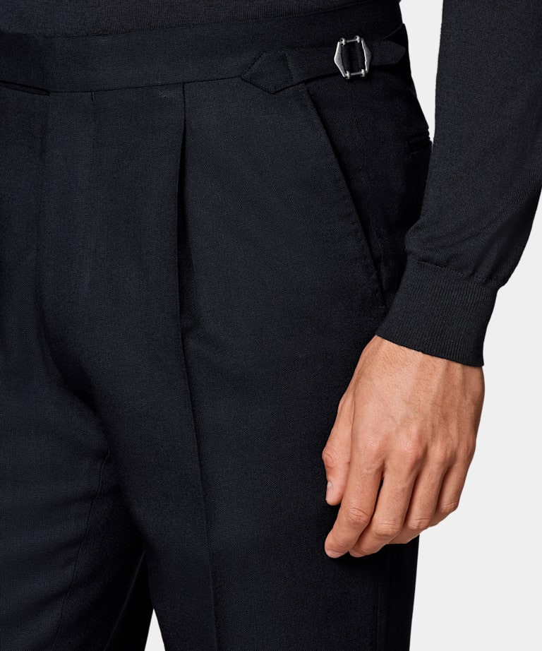 Navy Slim Leg Tapered Trousers