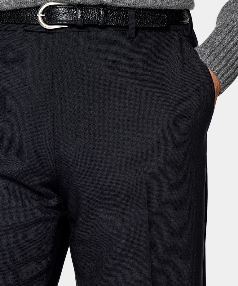 Navy Straight Leg Suit Pants