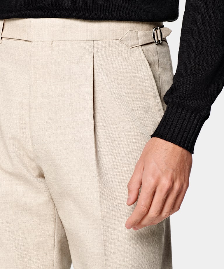 Sand Slim Leg Tapered Suit Trousers