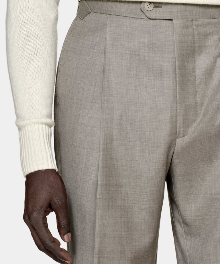 Light Brown Pleated Duca Trousers