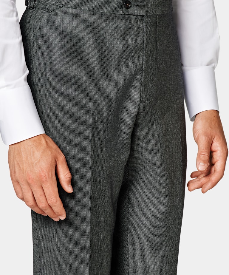 Pantalon de costume Brescia gris foncé œil-de-perdrix