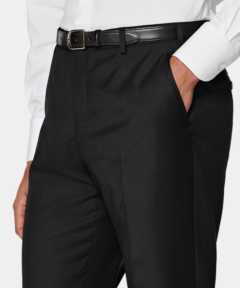 Black Perennial Straight Leg Suit Trousers