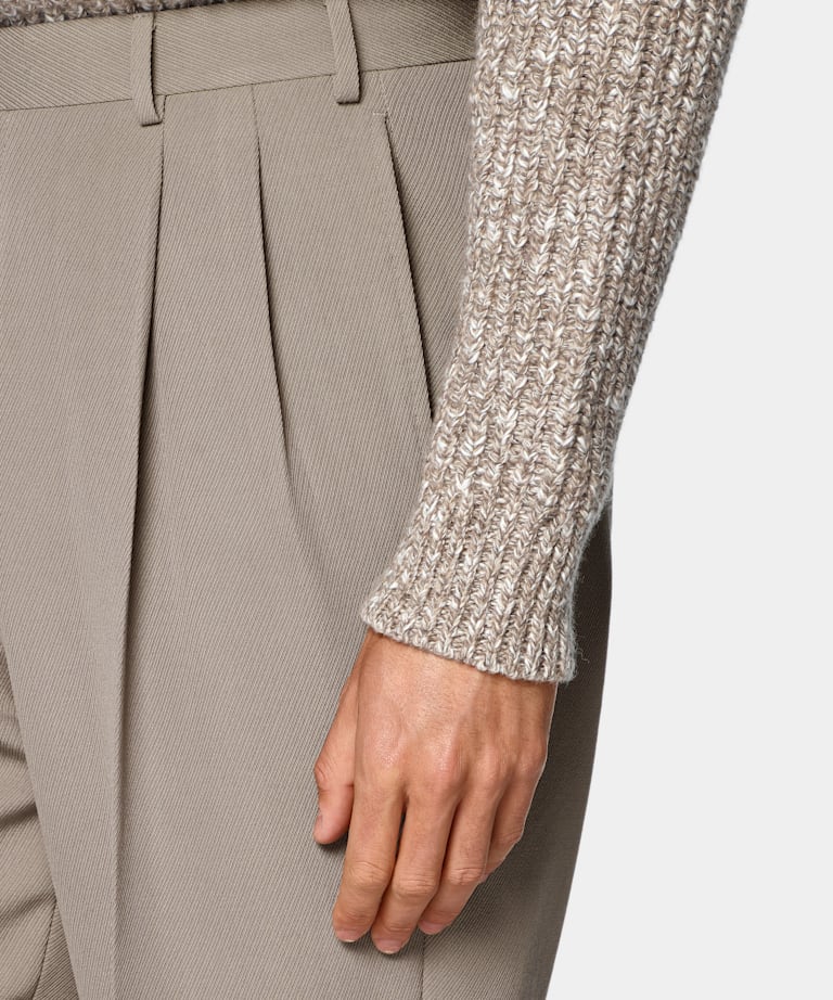 Mid Taupe Wide Leg Suit Trousers