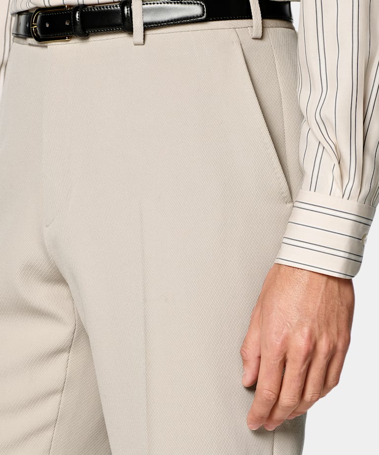 Light Brown Wide Leg Flared Suit Trousers