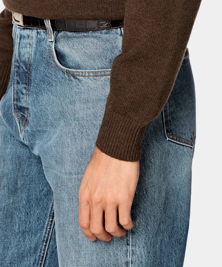 Mid Blue Straight Leg Jeans