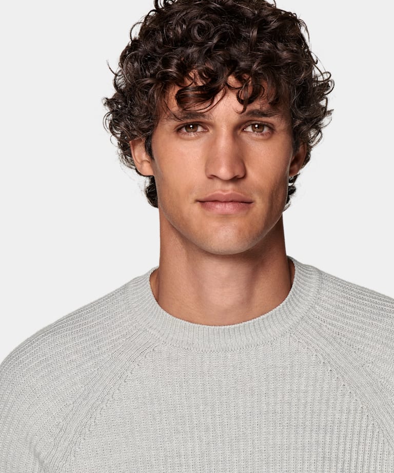 Light Grey Ribbed Crewneck