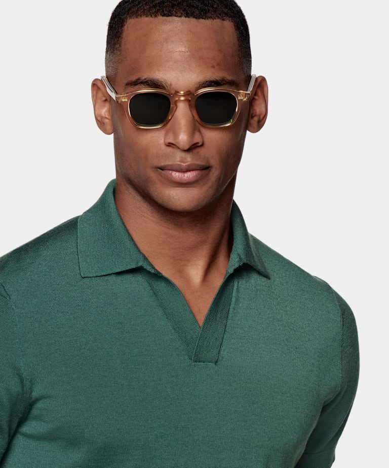 Green Buttonless Polo Shirt 