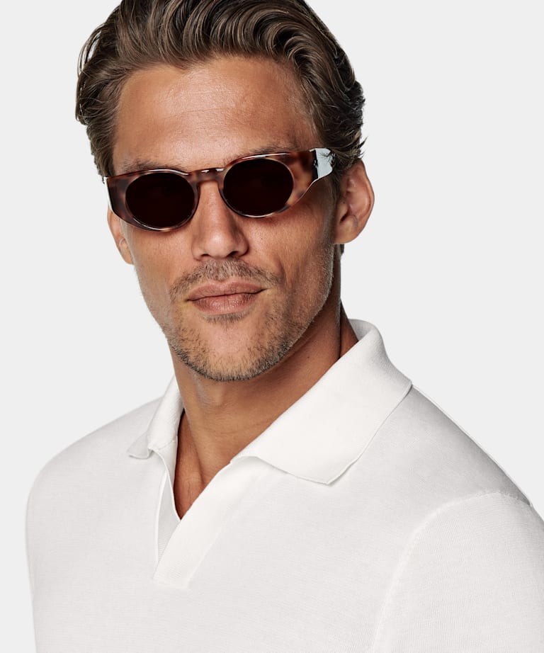 Polo sans boutons blanc cassé