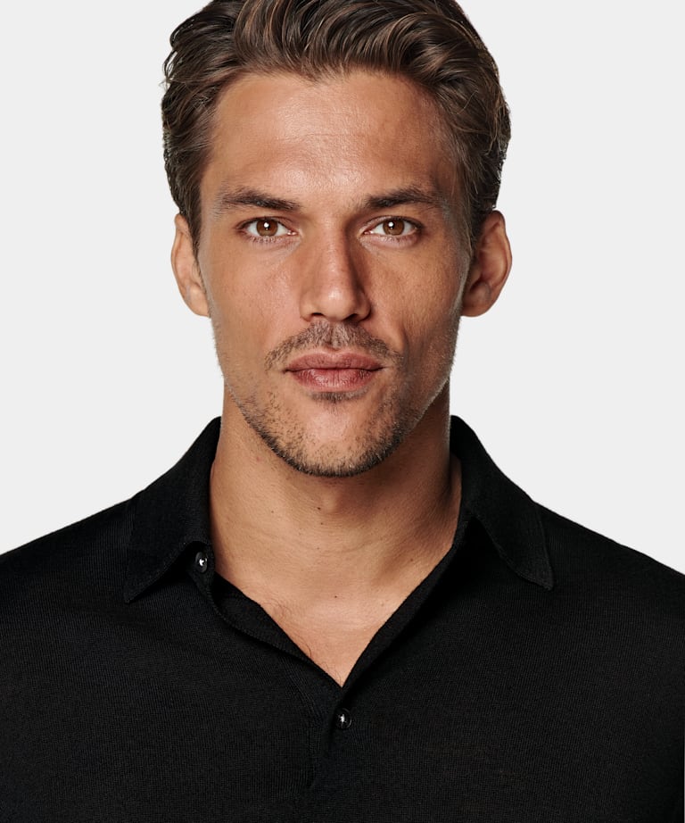 Polo de manga larga negro merino