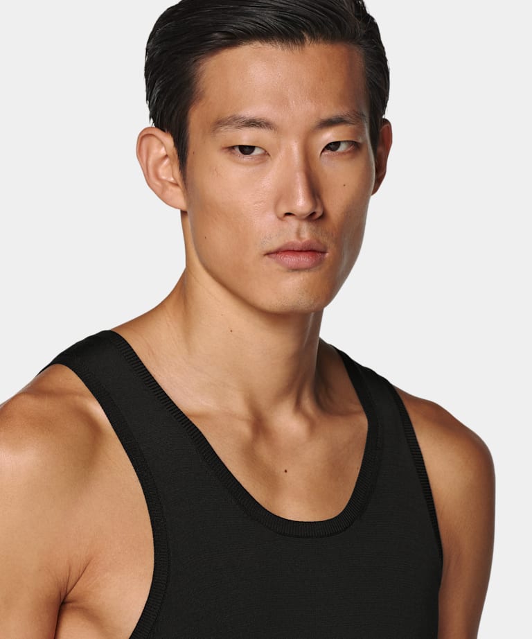 Black Knitted Tank Top