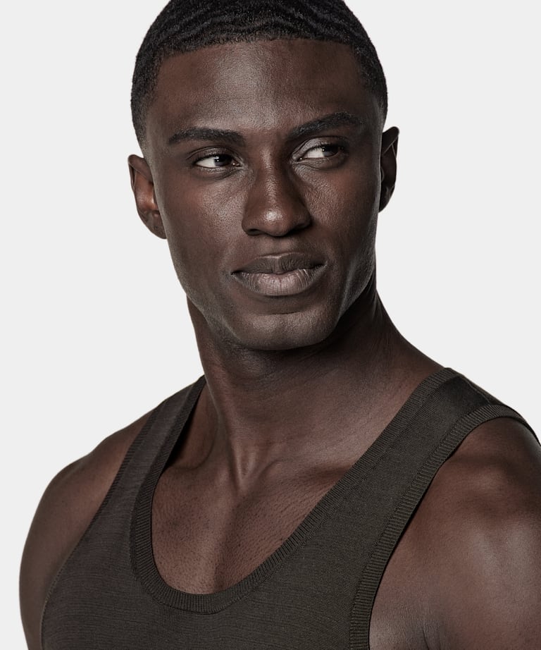 Débardeur en maille marron foncé