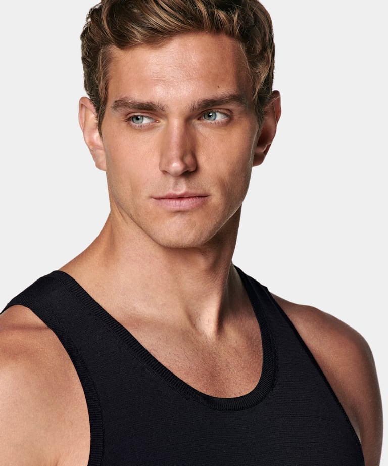 Navy Knitted Tank Top