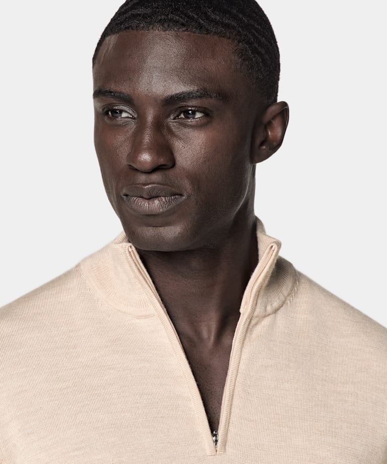 Sand Merino Half Zip