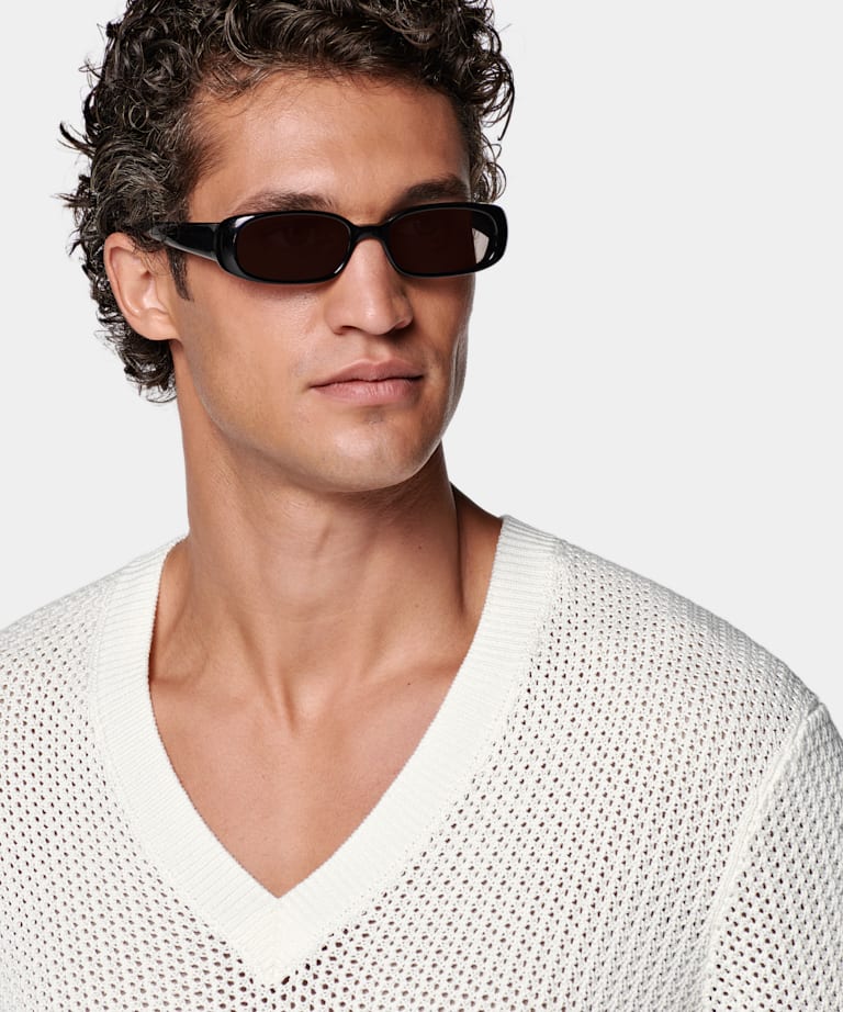 Off-White Crochet V-Neck