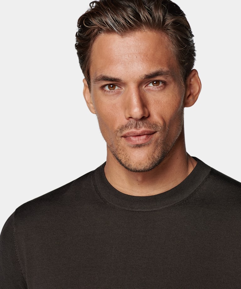 Dark Brown Short Sleeve Crewneck