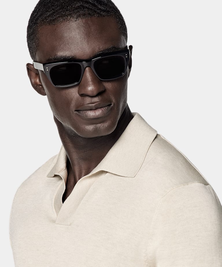 Sand Buttonless Polo