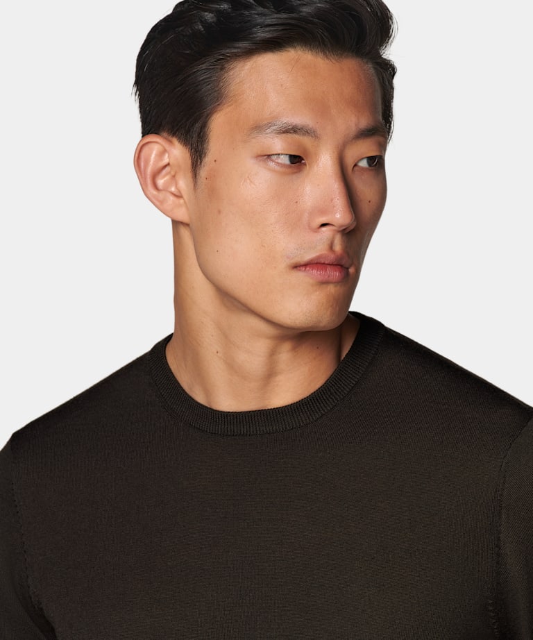 Dark Brown Merino Crewneck