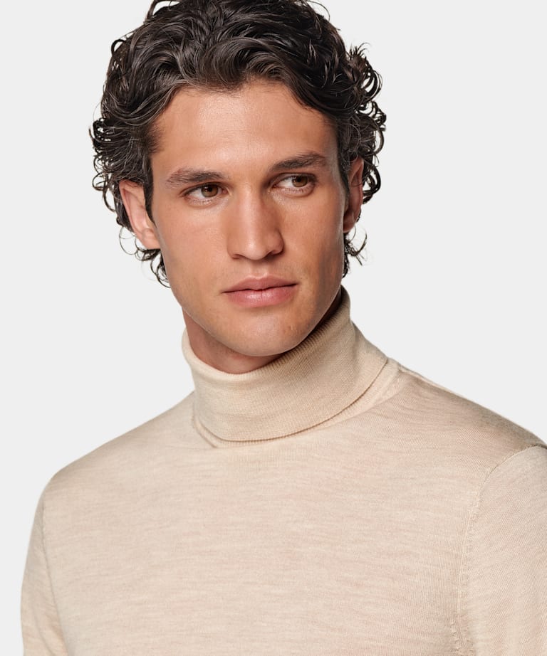 Merino Rollkragenpullover sand