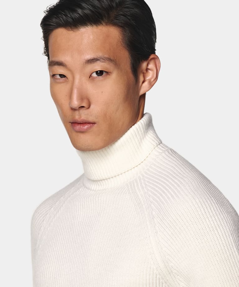 Off-White Merino Ribbed Turtleneck