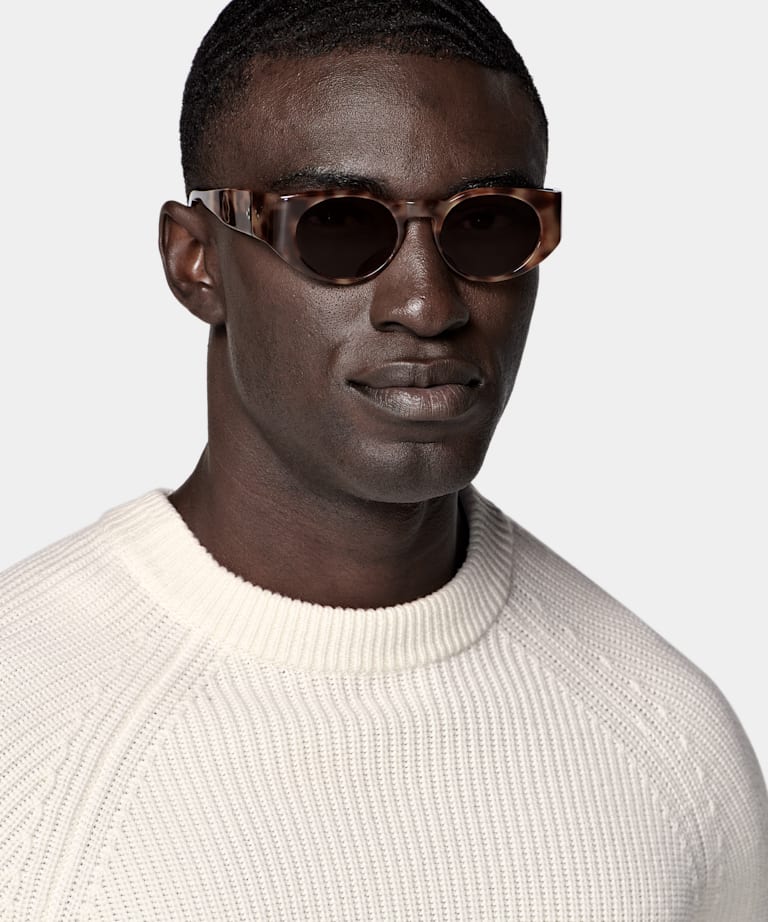 Off-White Merino Ribbed Crewneck