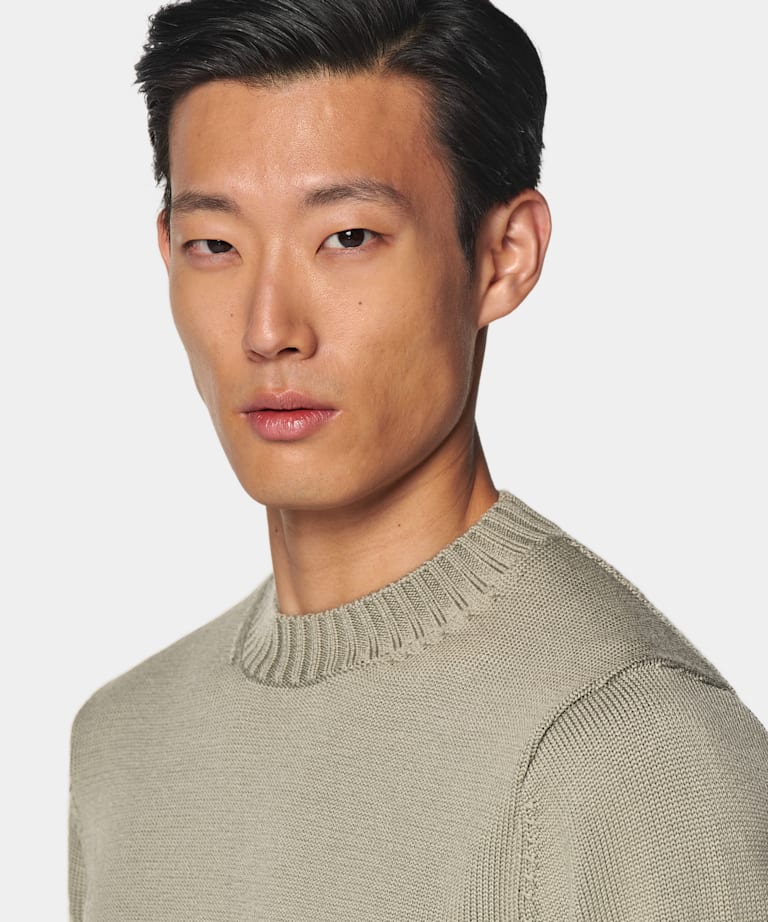 Mid Green Merino Crewneck