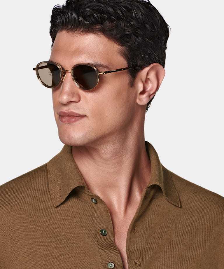 Brown Long Sleeve Polo