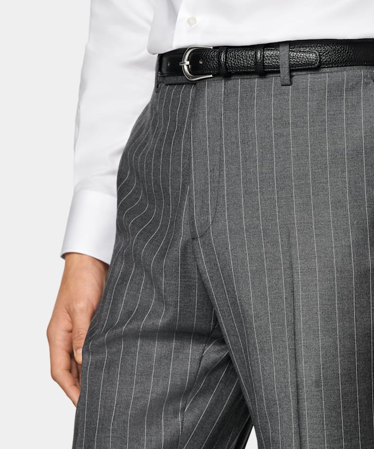 Mid Grey Striped Custom Made Suit