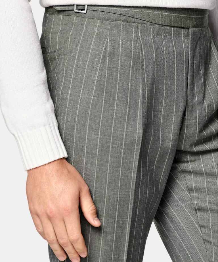 Traje Havana verde claro a rayas corte Tailored