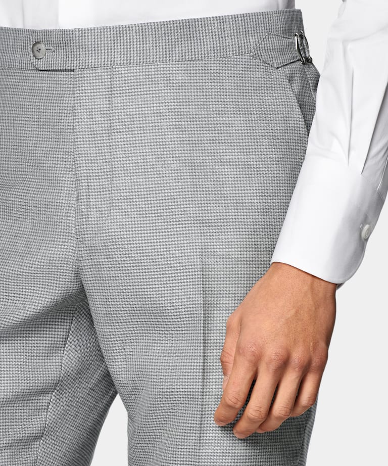Light Grey Houndstooth Tailored Fit Havana Suit