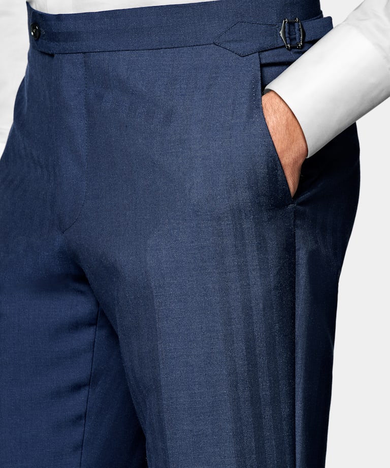 Mid Blue Herringbone Perennial Tailored Fit Havana Suit