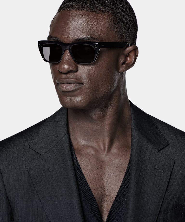 Navy Striped Tailored Fit Milano Suit