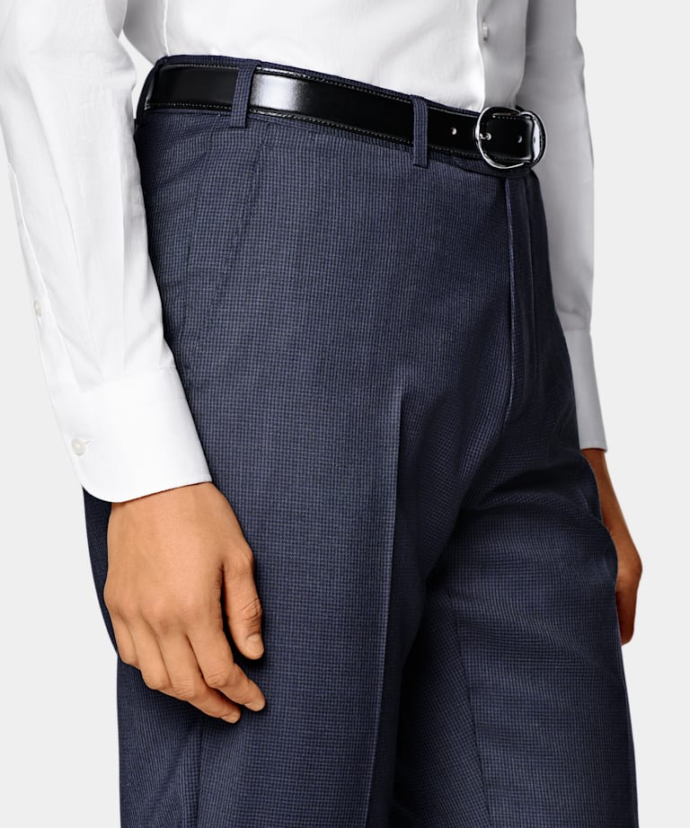 Navy Houndstooth Tailored Fit Havana Suit