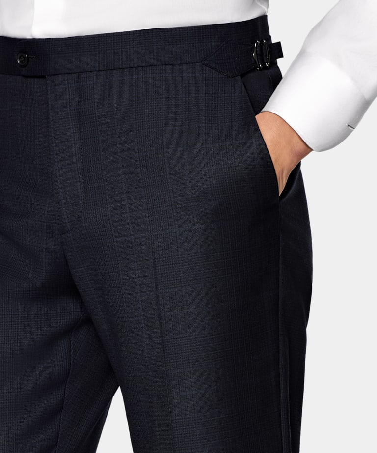 Navy Checked Tailored Fit Havana Suit