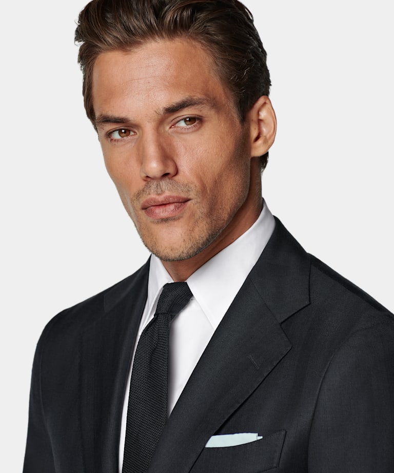 Traje Havana azul marino punto de espiga corte Tailored