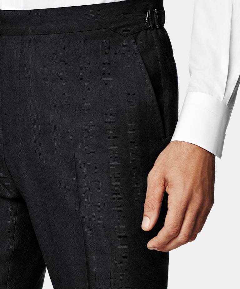 Traje Havana azul marino punto de espiga corte Tailored