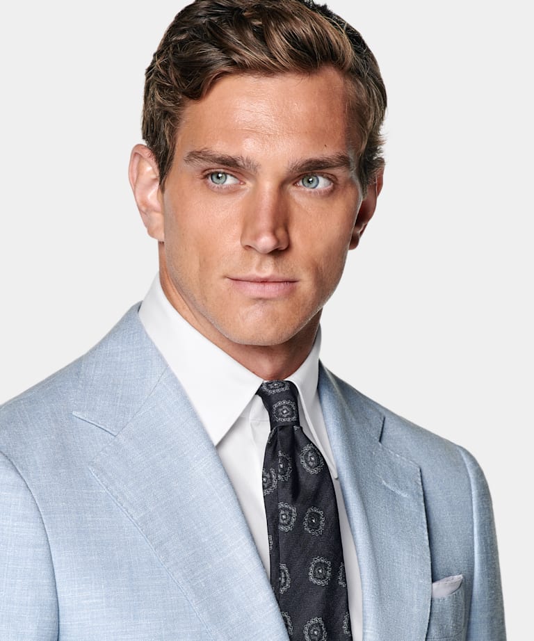 Light Blue Tailored Fit Havana Suit