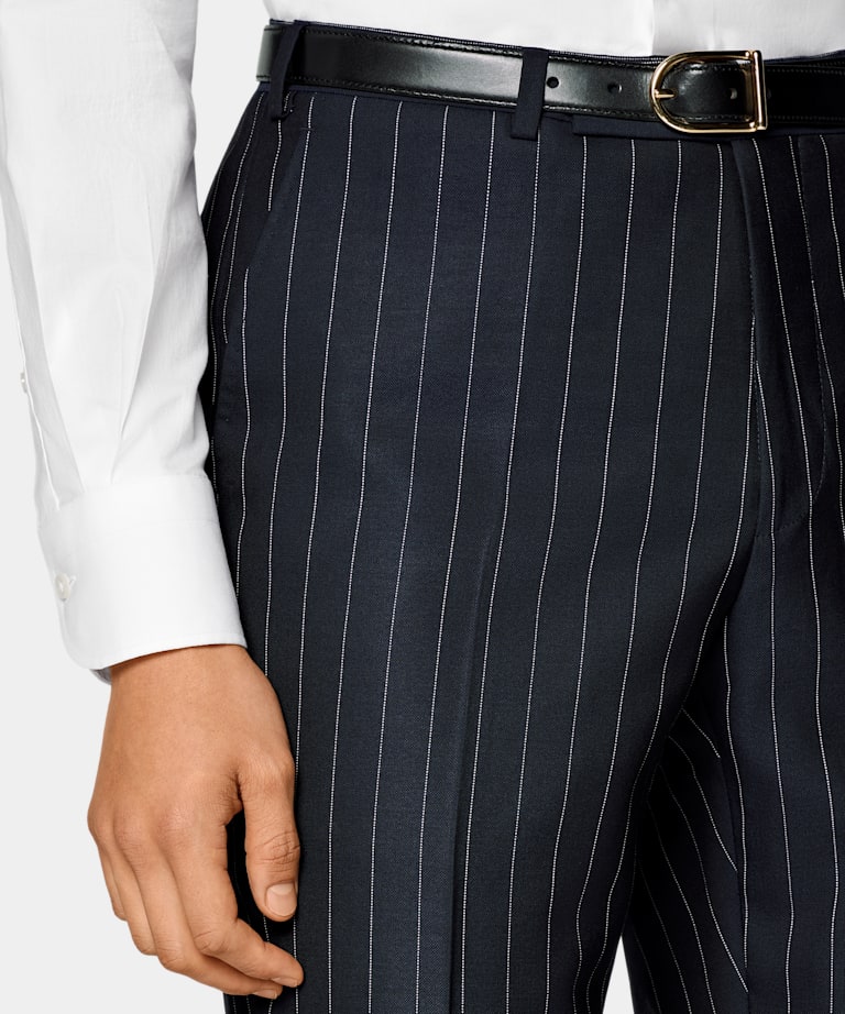 Navy Striped Tailored Fit Havana Suit
