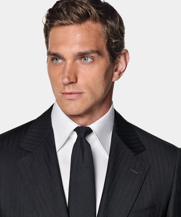 Navy Striped Tailored Fit Milano Suit