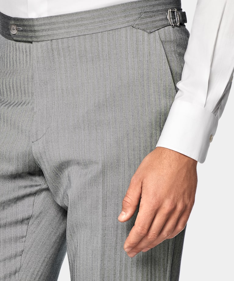 Mid Grey Herringbone Perennial Tailored Fit Havana Suit