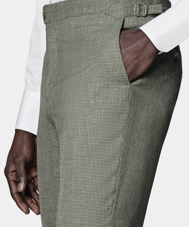 Mid Green Houndstooth Perennial Tailored Fit Havana Suit