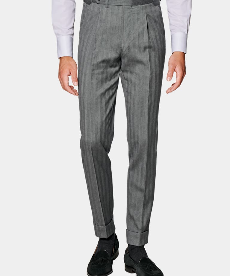 Mid Grey Herringbone Perennial Tailored Fit Havana Suit