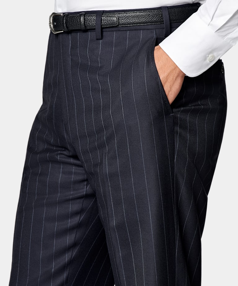 Navy Striped Tailored Fit Havana Suit