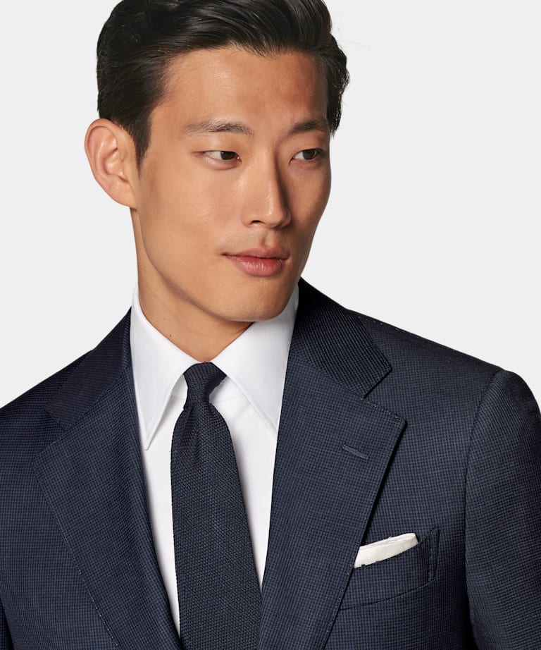 Navy Houndstooth Tailored Fit Havana Suit